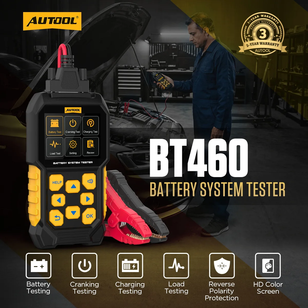 AUTOOL BT460 Car Battery Load Tester for 12V 24V view 2