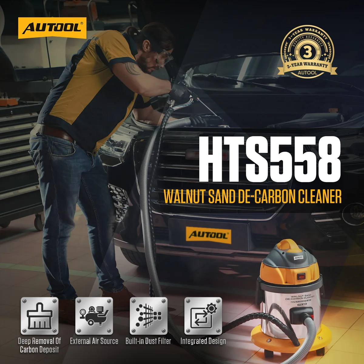 AUTOOL HTS558 Walnut Shell Sand Blaster for Intake Manifold Cleaning view 2