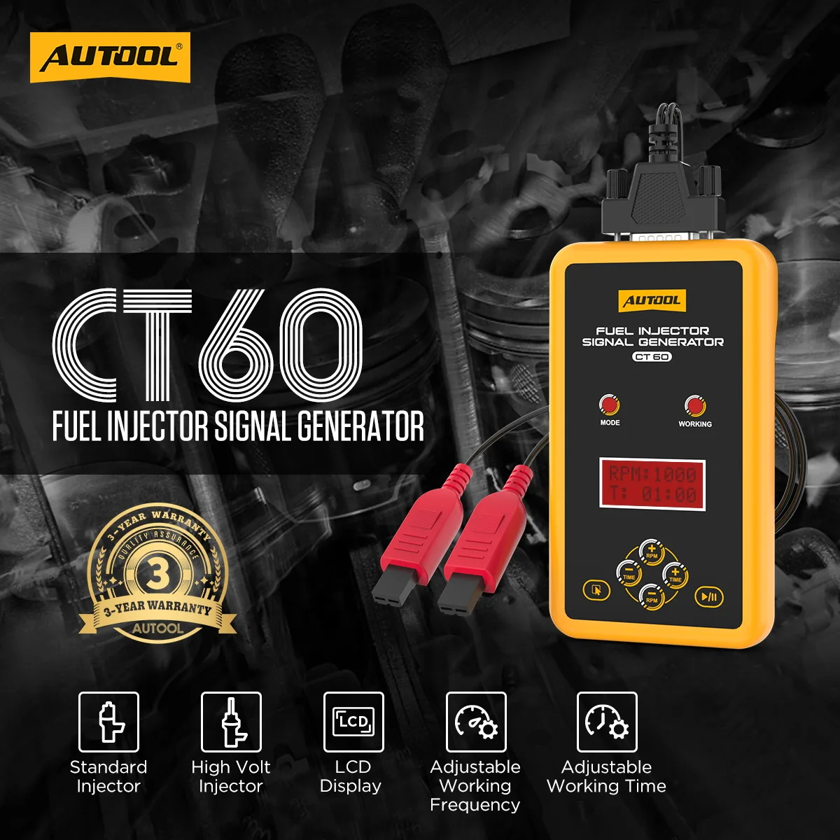 AUTOOL CT60 Fuel Injector Signal Generator Fuel Injector Super Pulse Signal Tester view 2