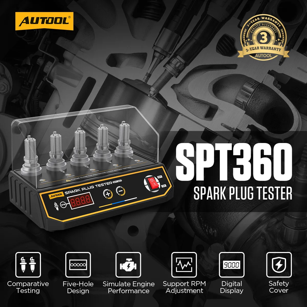 AUTOOL SPT360 Spark Plug Tester Automotive Diagnostic view 2