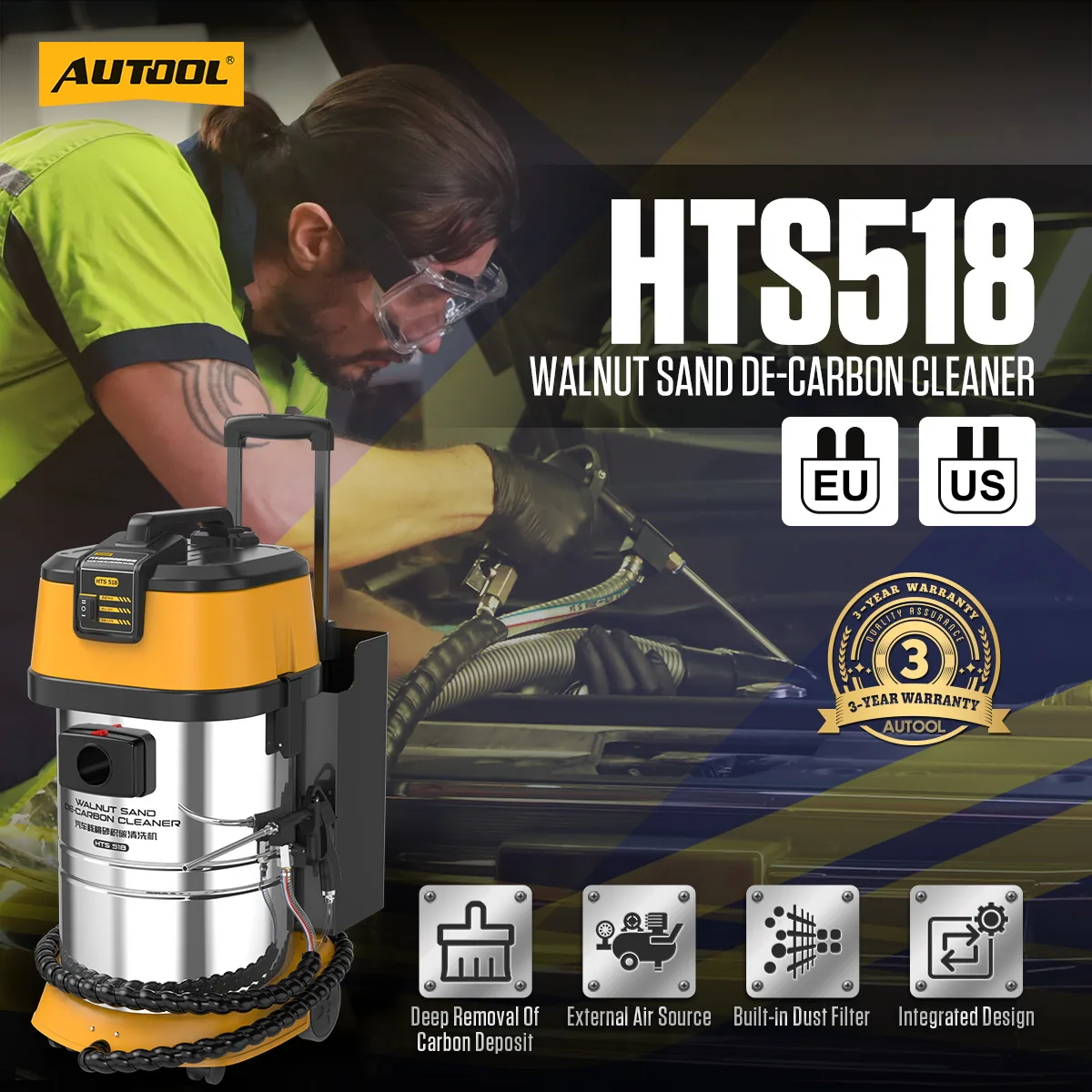 AUTOOL HTS518 Walnut Blasting Machine for Intake Valve Cleaning view 2