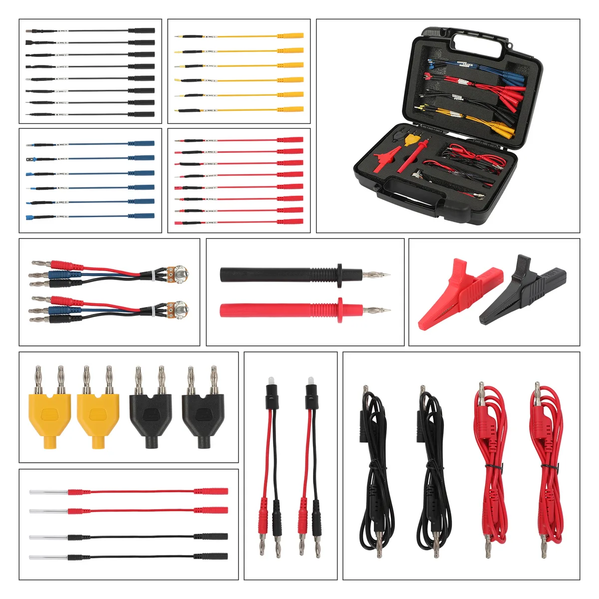 AUTOOL 48PCS Test Lead Kit Banana Plug To Test Hook Cable Replaceable Multimeter Probe Test Wire Probe Alligator Clip view 2