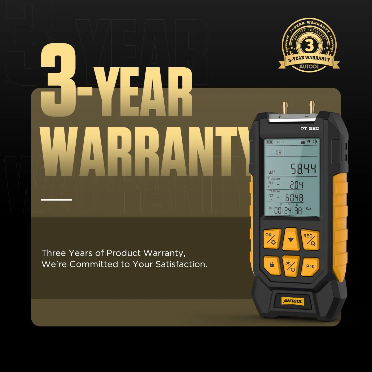 AUTOOL PT520 Differential Pressure Gauge Digital Manometer view 3