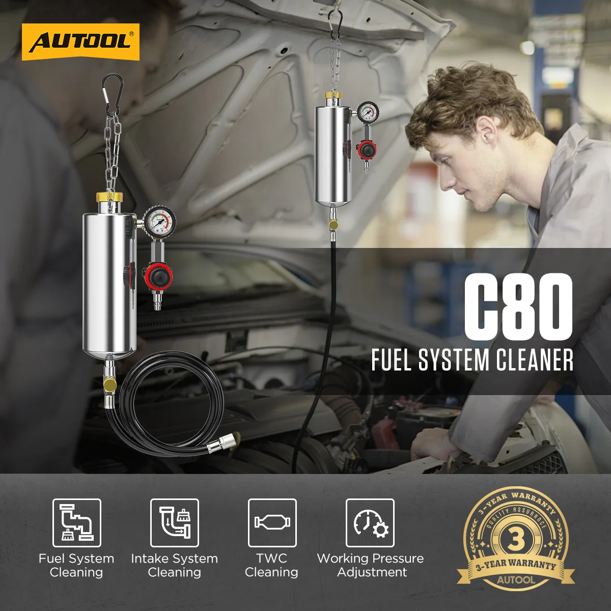 AUTOOL C80 Auto Injector Cleaner Non-Dismantle Auto Fuel Injector Cleaner view 2