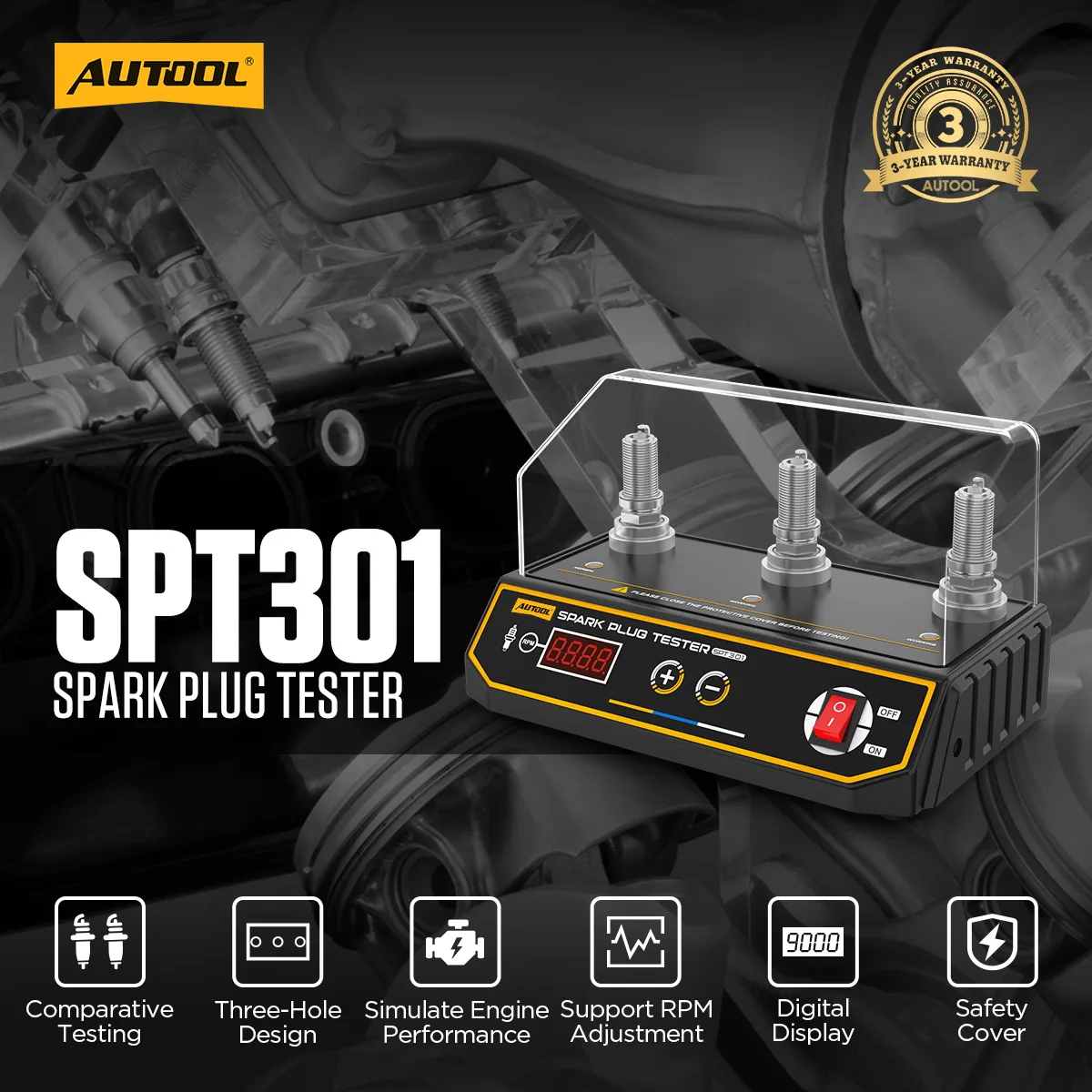 AUTOOL SPT301 Car Spark Tester Automotive Diagnostic view 2