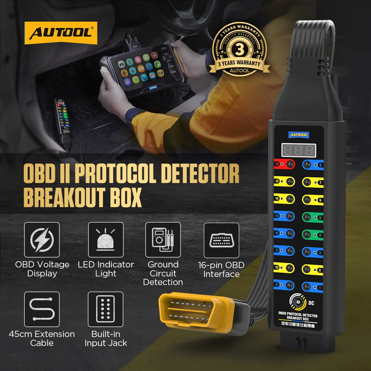 AUTOOL OBD2 Breakout Box Protocol Detector Upgraded Version view 2