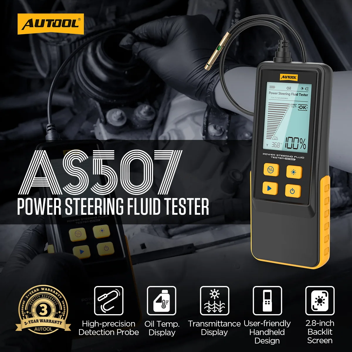 AUTOOL AS507 Power Steering Fluid Tester High Precision probe view 2