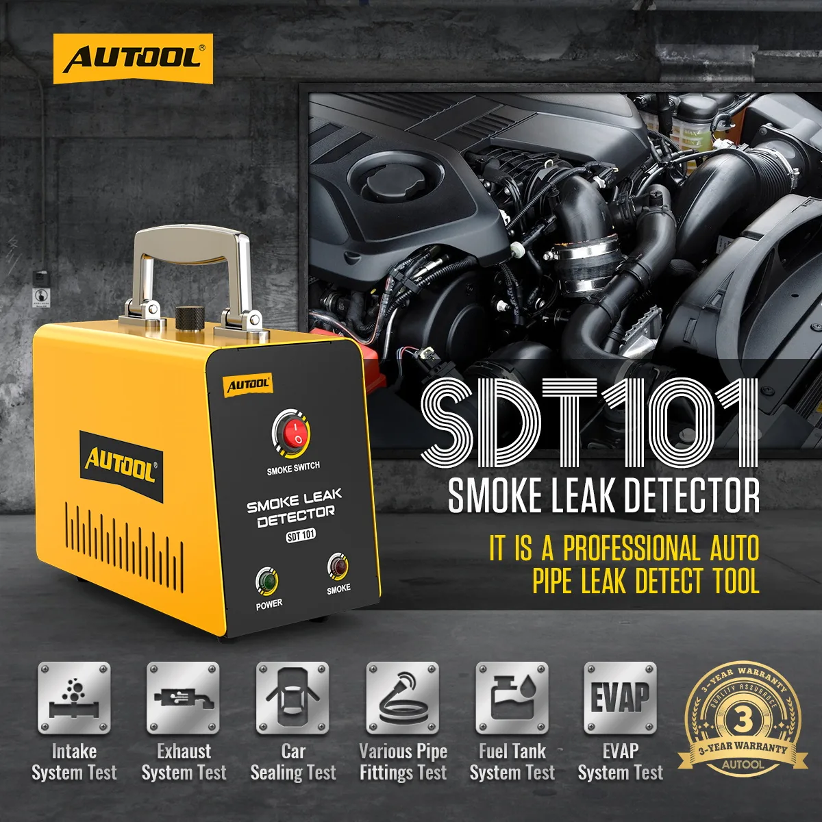 AUTOOL SDT101 EVAP Smoke Machine with Fixed 0.46 PSI Output view 2
