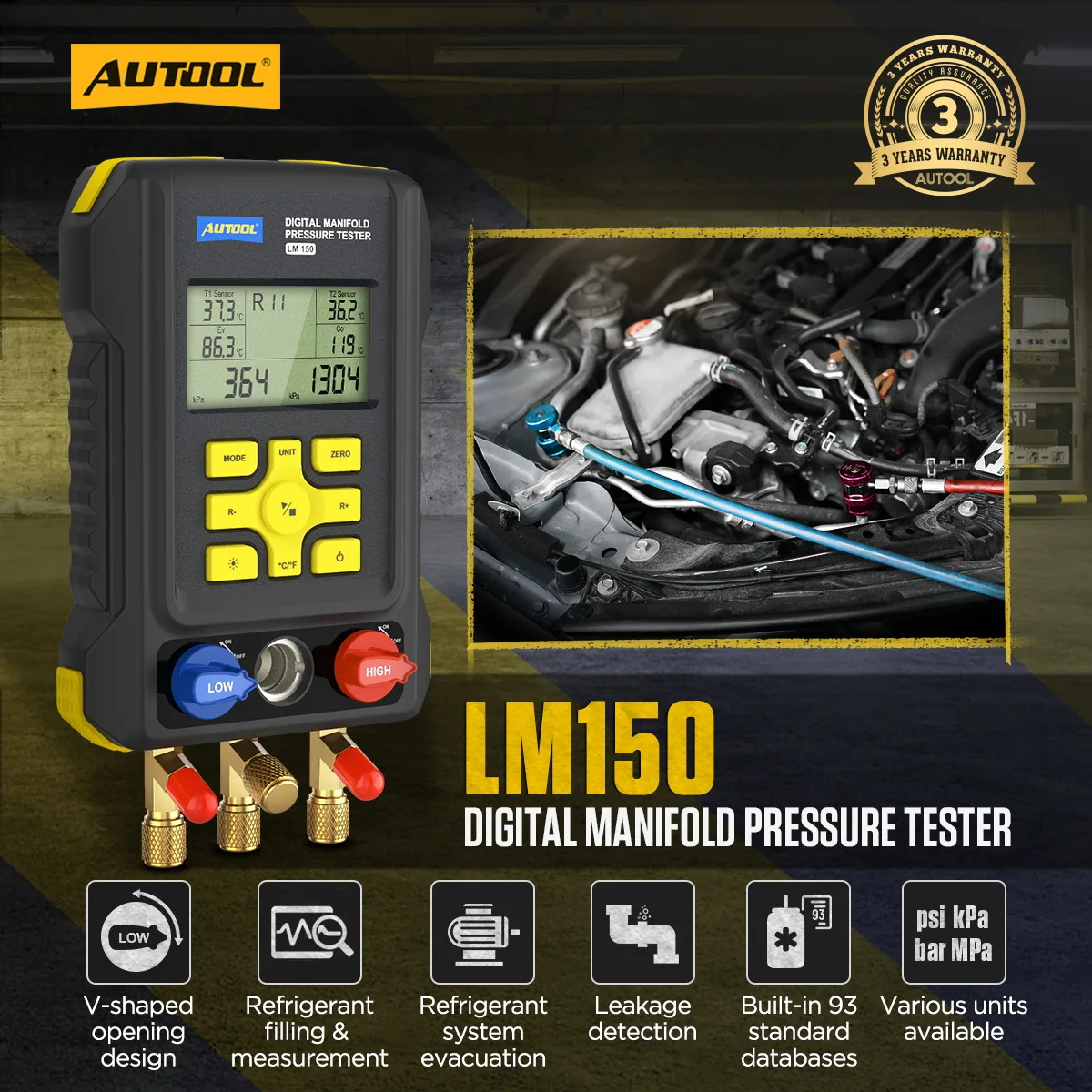 AUTOOL LM150 Digital Manifold Gauges Digital AC Gauges view 2