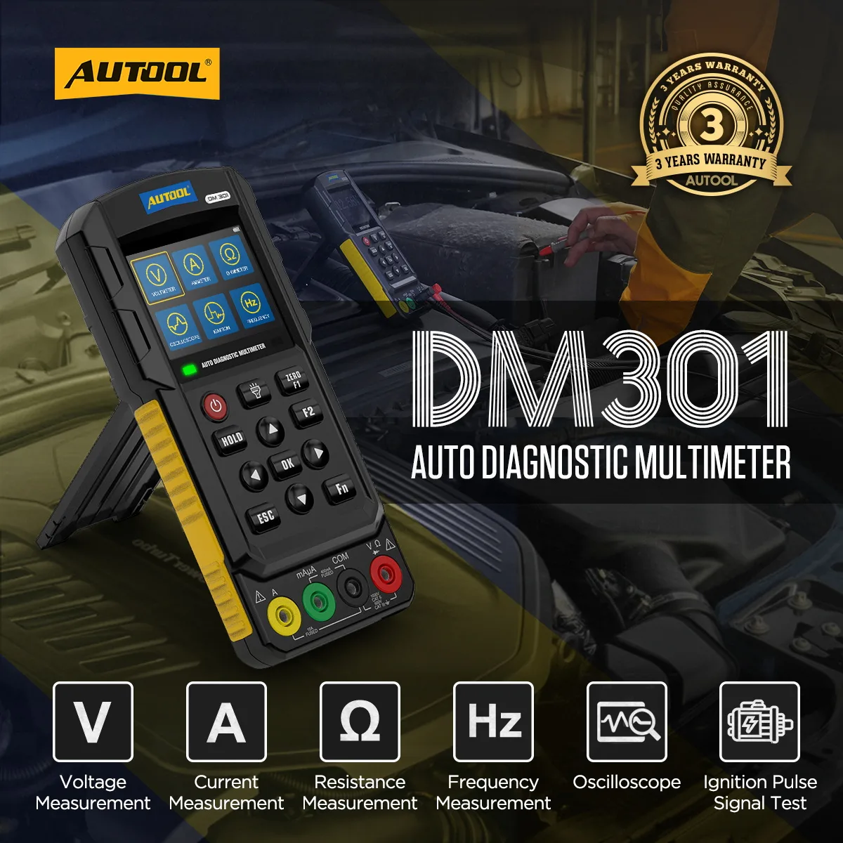 AUTOOL DM301 Auto Digital Multimeter Car Circuit Tester view 2