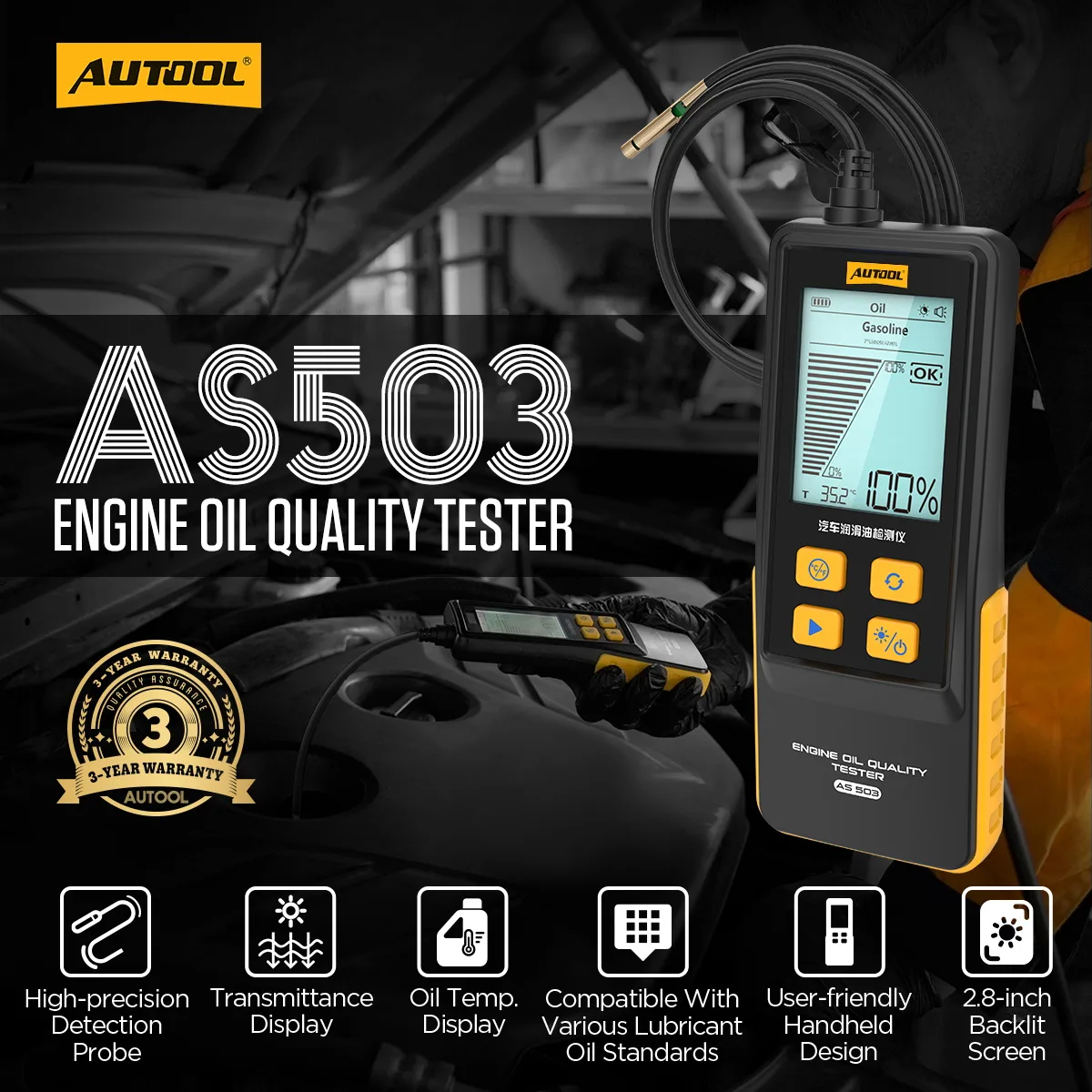 AUTOOL AS503 Engine Oil Tester with Digital Display view 2