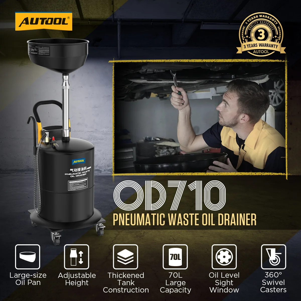AUTOOL OD710 Pneumatic Oil Picker Machine with 70L Capacity view 2