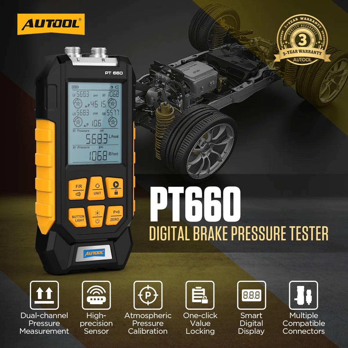 AUTOOL PT660 Brake Pressure Gauge Pressure Gauge view 2