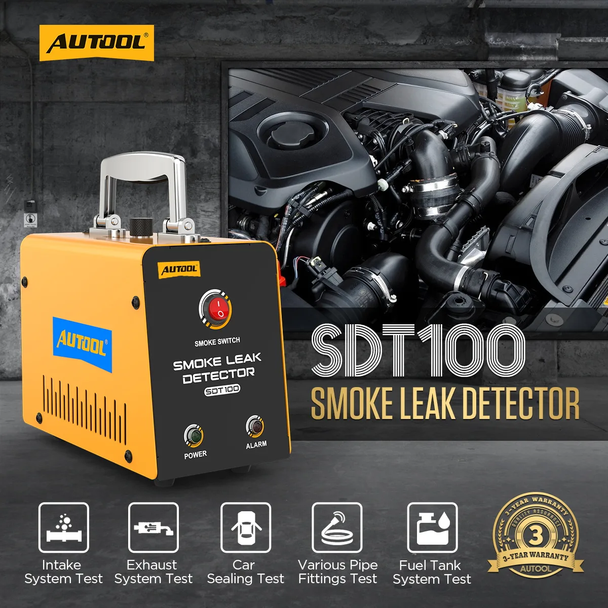 AUTOOL SDT100 Smoke Machine for Vacuum Leaks with Built-In Pump view 2