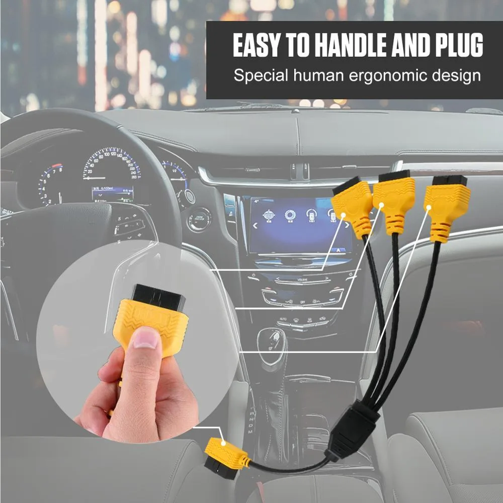 AUTOOL OBD2 Splitter Cable OBD 2 Extend Y Cables 1 to 3 Converter Adapter Wire 50cm J1962M to 3-J1962F OBD2 Extension Split Cord view 3