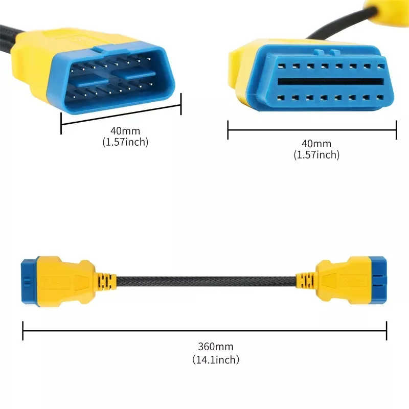 AUTOOL 36CM Car OBD2 Reinforced Nylon Extension Cord Male to Female Cable for Launch Easydiag/THINKDIAG/THINKDRIVER/ELM327 Cable view 3