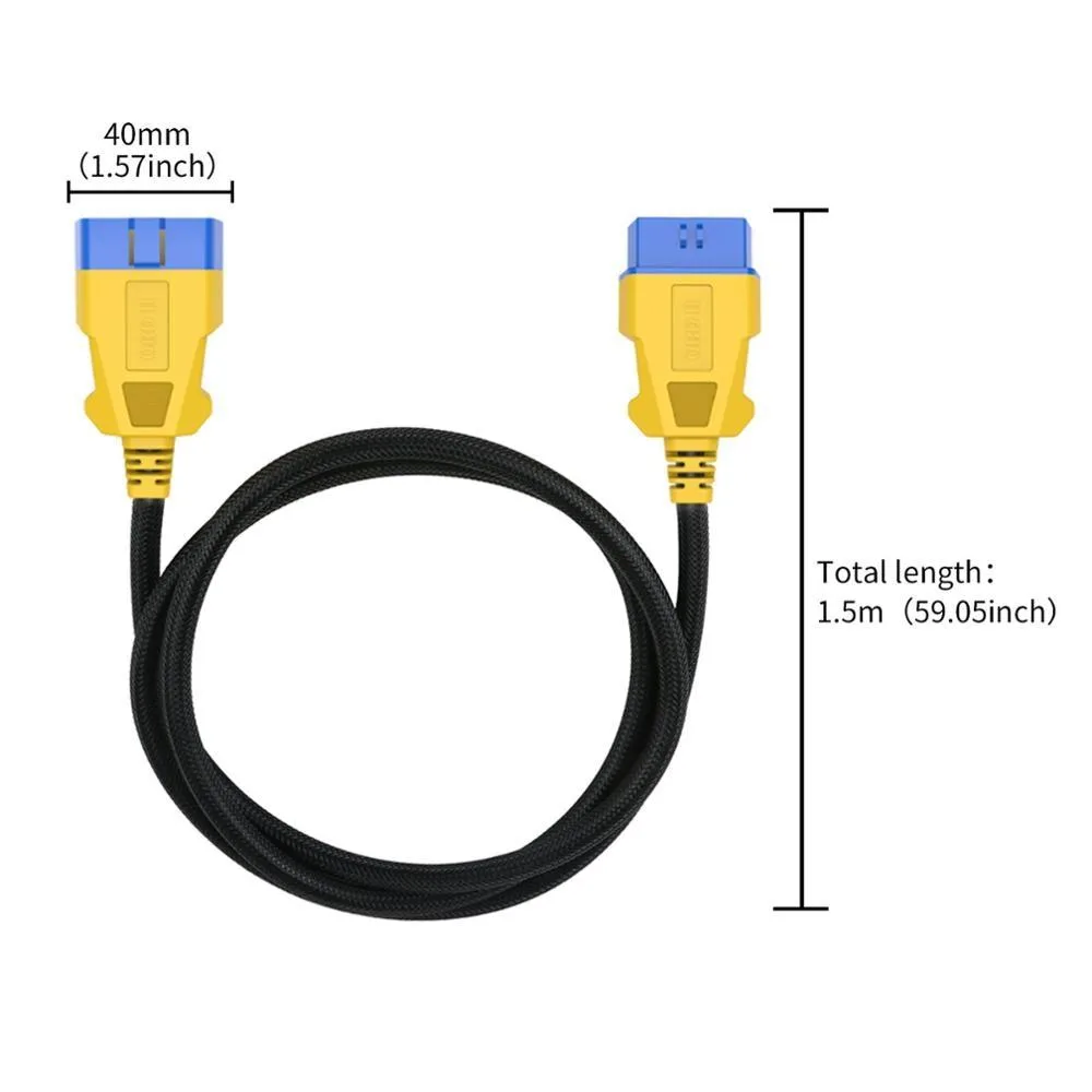AUTOOL 150CM Car OBD II OBD2 16 Pin Male to Female Extension Cable Car Diagnostic Extender Cord Adapter for Pro3/Launch/ELM327 view 2