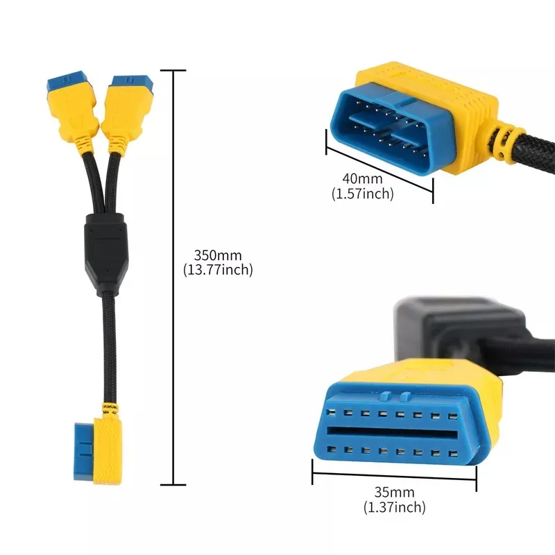AUTOOL 35CM Car OBD2 Cable Connector Car OBD2 Adapter 1 to 2 Splitter Wire 16pin OBDII Male to Female Extension Cord Connection view 3