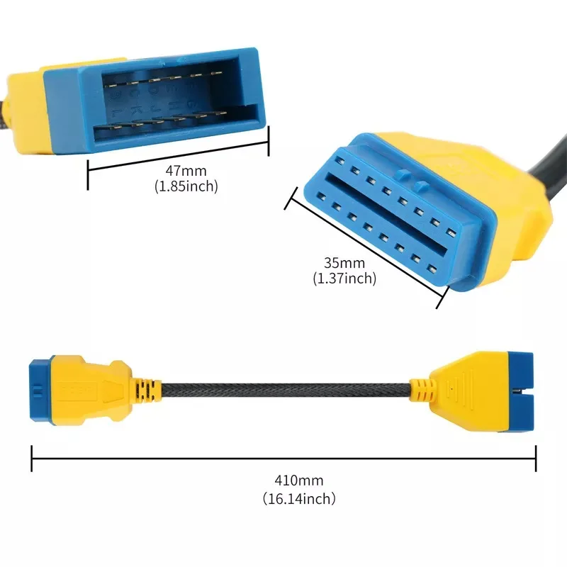 AUTOOL 41CM OBD2 Extension Cable Connector for GM12pin OBD2 Adapter Wire Nylon OBDII Male to Female Extension Cord view 3