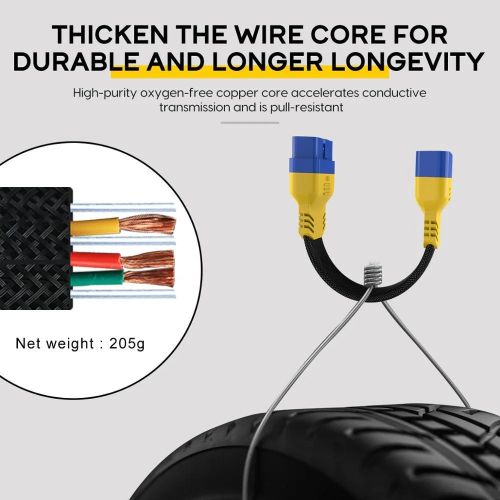 AUTOOL 60CM Car 16 Pin OBDII Enhanced Extension Male to Female Cable for Launch Easydiag/THINKDIAG/THINKDRIVER/ELM327 OBD2 Cable view 2