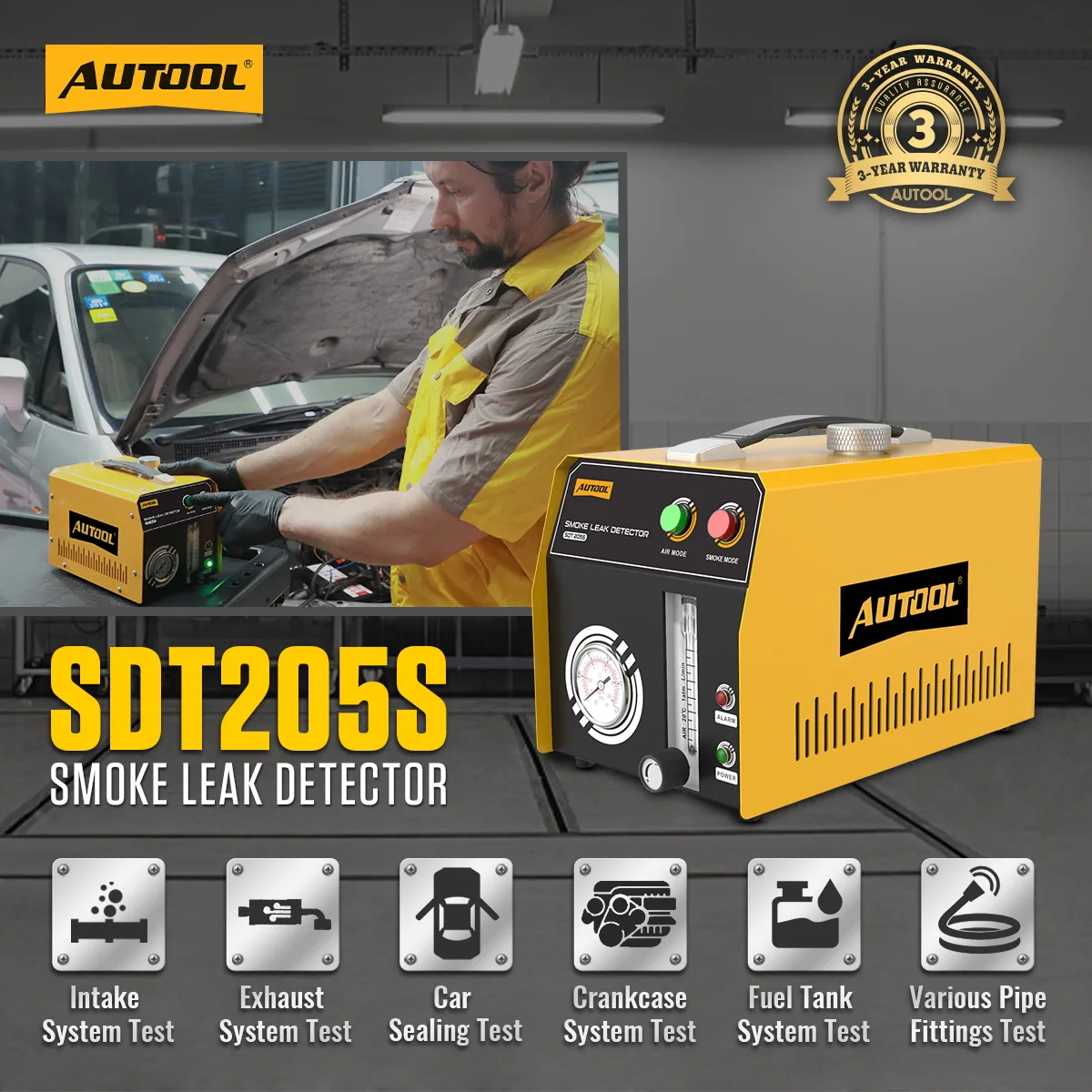 AUTOOL SDT205S Automotive Smoke Tester with Pressure & Flow Control view 2